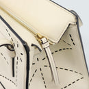 Salvatore Ferragamo Hand Bag Leather White Gold Auth hk3799-17