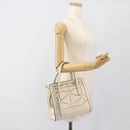 Salvatore Ferragamo Hand Bag Leather White Gold Auth hk3799-24