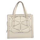 Salvatore Ferragamo Hand Bag Leather White Gold Auth hk3799-2