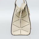 Salvatore Ferragamo Hand Bag Leather White Gold Auth hk3799-3
