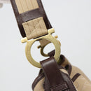 Salvatore Ferragamo Shoulder Bag Canvas Beige Gold Auth hk3800-14