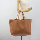 CELINE Horizontal Cabas Tote Bag Leather Brown Gold Auth hk3801-21