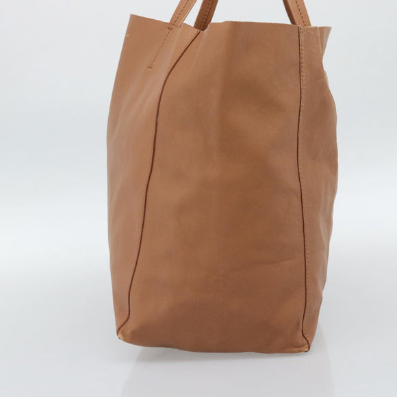 CELINE Horizontal Cabas Tote Bag Leather Brown Gold Auth hk3801