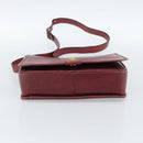 CELINE Shoulder Bag Leather Bordeaux Gold Auth hk3802-10