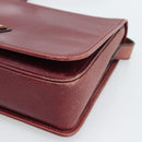 CELINE Shoulder Bag Leather Bordeaux Gold Auth hk3802-11