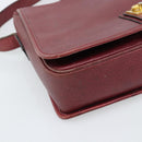 CELINE Shoulder Bag Leather Bordeaux Gold Auth hk3802-12