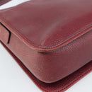 CELINE Shoulder Bag Leather Bordeaux Gold Auth hk3802-14