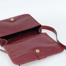 CELINE Shoulder Bag Leather Bordeaux Gold Auth hk3802-15