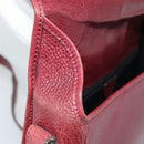 CELINE Shoulder Bag Leather Bordeaux Gold Auth hk3802-16