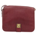 CELINE Shoulder Bag Leather Bordeaux Gold Auth hk3802-2