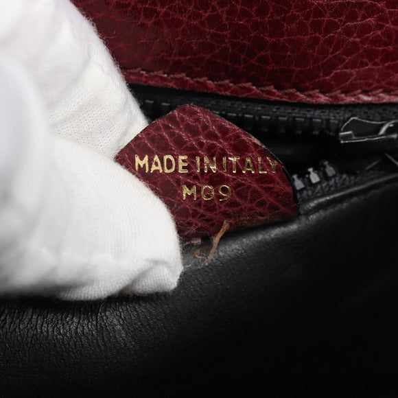 CELINE Shoulder Bag Leather Bordeaux Gold Auth hk3802