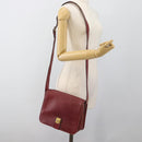 CELINE Shoulder Bag Leather Bordeaux Gold Auth hk3802-26