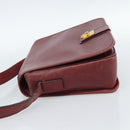 CELINE Shoulder Bag Leather Bordeaux Gold Auth hk3802-4
