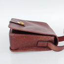 CELINE Shoulder Bag Leather Bordeaux Gold Auth hk3802-5