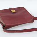 CELINE Shoulder Bag Leather Bordeaux Gold Auth hk3802-6