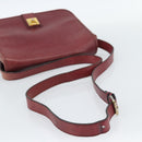 CELINE Shoulder Bag Leather Bordeaux Gold Auth hk3802-7