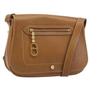 Christian Dior Shoulder Bag Leather Brown Gold Auth hk3803-1