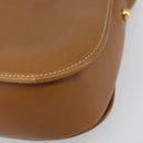 Christian Dior Shoulder Bag Leather Brown Gold Auth hk3803-17