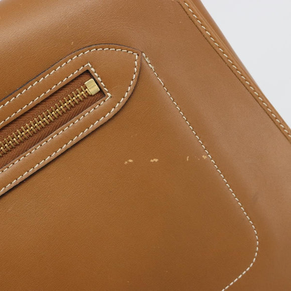Christian Dior Shoulder Bag Leather Brown Gold Auth hk3803