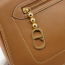 Christian Dior Shoulder Bag Leather Brown Gold Auth hk3803-19