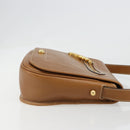 Christian Dior Shoulder Bag Leather Brown Gold Auth hk3803-3