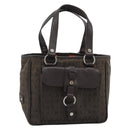 BVLGARI Logo Mania Hand Bag Canvas Brown Silver Auth hk3805-1