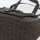 BVLGARI Logo Mania Hand Bag Canvas Brown Silver Auth hk3805-9
