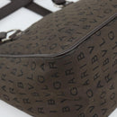 BVLGARI Logo Mania Hand Bag Canvas Brown Silver Auth hk3805-16