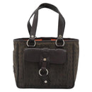 BVLGARI Logo Mania Hand Bag Canvas Brown Silver Auth hk3805-13