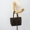 BVLGARI Logo Mania Hand Bag Canvas Brown Silver Auth hk3805-22