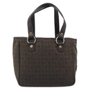 BVLGARI Logo Mania Hand Bag Canvas Brown Silver Auth hk3805-2