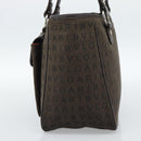 BVLGARI Logo Mania Hand Bag Canvas Brown Silver Auth hk3805-4