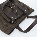 BVLGARI Logo Mania Hand Bag Canvas Brown Silver Auth hk3805-6