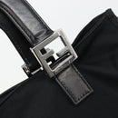 FENDI Hand Bag Cotton Jersey Black Silver Auth hk3809-10