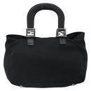 FENDI Hand Bag Cotton Jersey Black Silver Auth hk3809-2