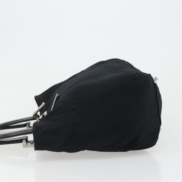 FENDI Hand Bag Cotton Jersey Black Silver Auth hk3809