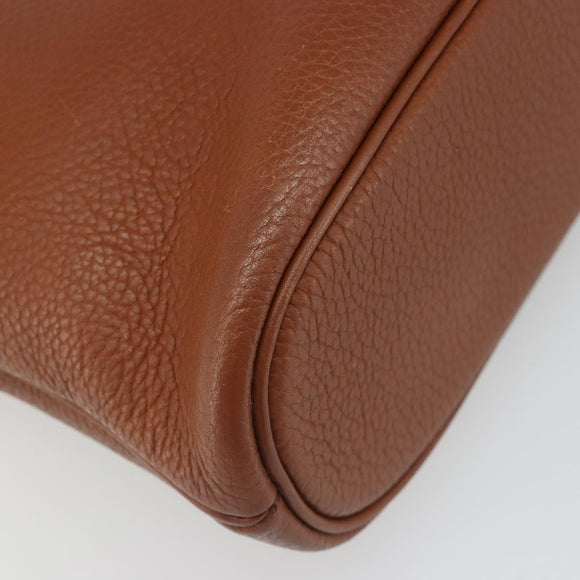 Burberrys Shoulder Bag Leather Brown Gold Auth hk3810