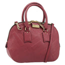 BURBERRY Hand Bag Leather 2way Red Gold Auth hk3813-1