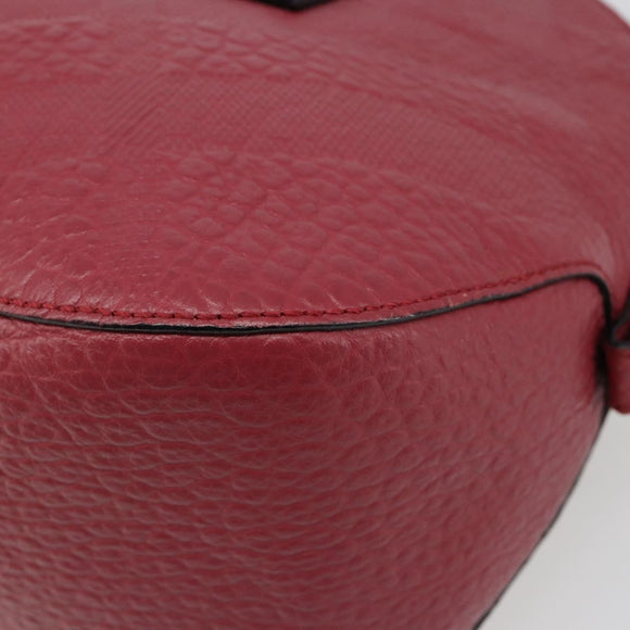 BURBERRY Hand Bag Leather 2way Red Gold Auth hk3813