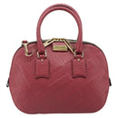 BURBERRY Hand Bag Leather 2way Red Gold Auth hk3813-13