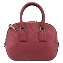 BURBERRY Hand Bag Leather 2way Red Gold Auth hk3813-2
