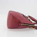 BURBERRY Hand Bag Leather 2way Red Gold Auth hk3813-3