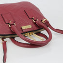 BURBERRY Hand Bag Leather 2way Red Gold Auth hk3813-7