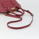 BURBERRY Hand Bag Leather 2way Red Gold Auth hk3813-8