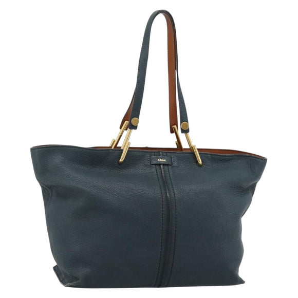 Chloe Tote Bag Leather Black Gold Auth hk3817A
