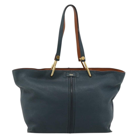 Chloe Tote Bag Leather Black Gold Auth hk3817A