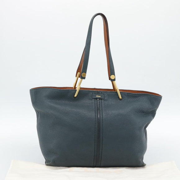 Chloe Tote Bag Leather Black Gold Auth hk3817A