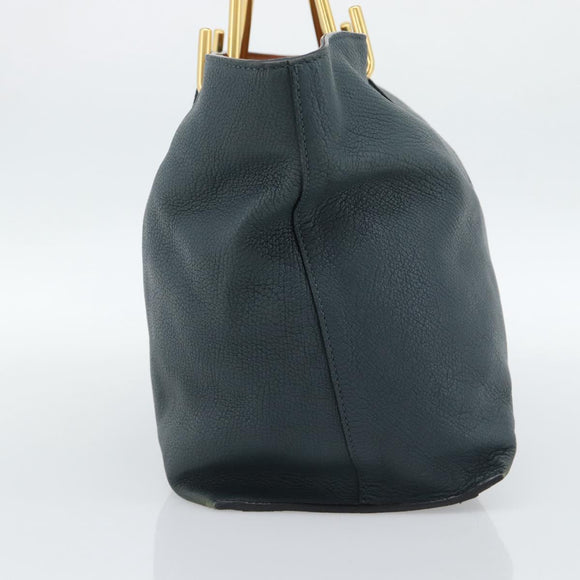 Chloe Tote Bag Leather Black Gold Auth hk3817A
