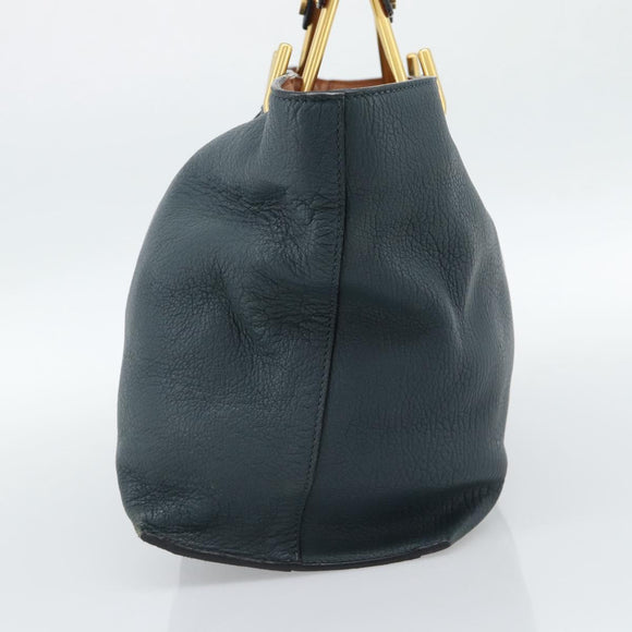 Chloe Tote Bag Leather Black Gold Auth hk3817A