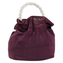 Christian Dior Maris Pearl Hand Bag Satin Purple Silver Auth hk3818-1
